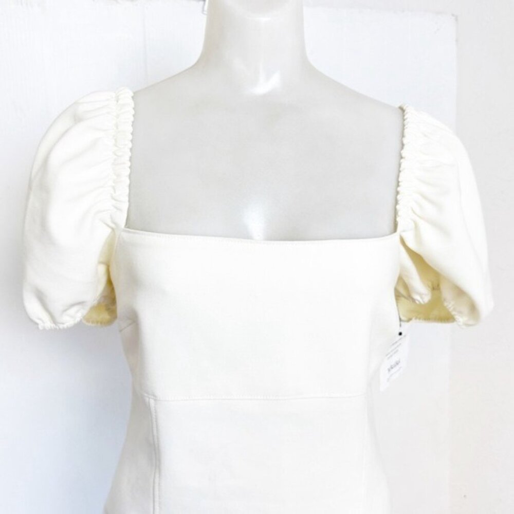 Cinq à Sept Havana Puff-Sleeve square neck ivory Mini Dress 12 - Picture 4 of 15